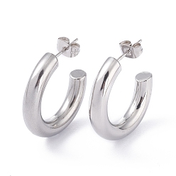 Нержавеющая Сталь Цвет Устойчивые к потускнению 201 серьги-гвоздики из нержавеющей стали, с 304 штифта из нержавеющей стали, кольцо, цвет нержавеющей стали, 25x5 мм, штифты : 0.8 мм