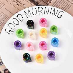 Letter Q УФ-покрытие непрозрачные акриловые европейские бусины, бусины с большим отверстием, разноцветные, Буква Q, 21x18.5x13.5 мм, отверстие : 6 мм