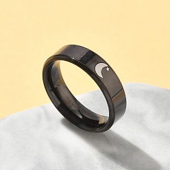 Черный 201 кольца для пальцев из нержавеющей стали для женщин, луна, чёрные, 6 мм, внутренний диаметр: 18 мм