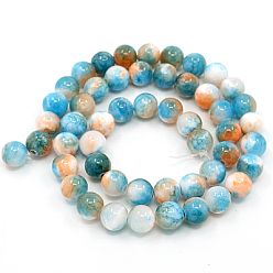 Light Sky Blue Natural Persian Jade Beads Strands, Dyed, Round, Light Sky Blue, 10mm, Hole: 1mm, about 38pcs/strand, 16 inch
