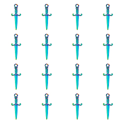 Rainbow Color 16 шт. ионное покрытие (ip) 201 подвески из нержавеющей стали, меч, Радуга цветов, 27.5x10.5x2.5 мм, отверстие : 2 мм