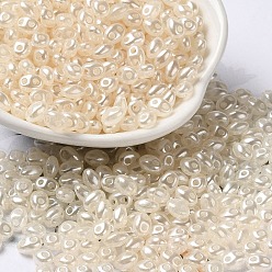 Bisque Opaque ABS Beads, Double Hole, Oval, Bisque, 6x4.5x3.3mm, Hole: 1.2mm, about 14516pcs/500g
