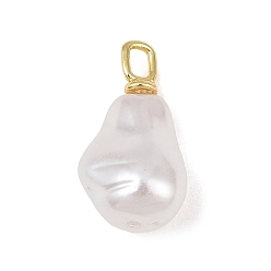 Chapado en Oro Real 18K Colgantes de perlas de imitación de latón y plástico ABS, encanto de pepitas, sin plomo y cadmio, real 18 k chapado en oro, 21x11x9 mm, agujero: 3x2 mm