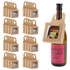 Goldenrod 80Pcs Square Paper Wine Bottle Hanging Boxes, Gift Favor Wrapping Folding Boxes, with PVC Square Window, Goldenrod, Finished Product: 3.1x9x16.7cm