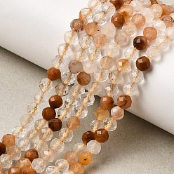 Rutilated Quartz Natural Yellow Rabbit Hair Rutilated Quartz Beads Strands, Faceted Round, 4.5mm, Hole: 0.7mm, about 89pcs/strand, 15.35''~15.47''(39~39.3cm)