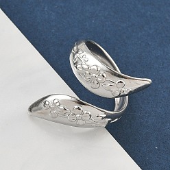 Нержавеющая Сталь Цвет 304 открытые манжеты из нержавеющей стали для женщин, цветок, цвет нержавеющей стали, внутренний диаметр: 17.8 мм