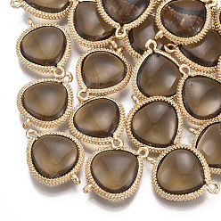 Верблюжий Соединители стеклянные ссылки, с латунной фурнитурой , золотые, верблюжие, 19x14x5 мм, отверстие : 1.2 мм