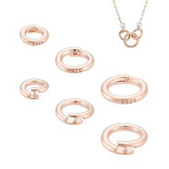Розовое Золото 6 шт. 3 стили 925 застежки-крутилки из стерлингового серебра, кольцо, розовое золото , 6~10x1.4~1.5 мм, внутренний диаметр: 3.5~6 мм, 2 шт / стиль