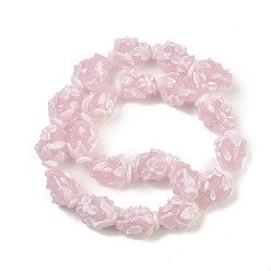 Pink Ручной работы ухабистым Шарики Lampwork, цветок, розовые, 18x13.5x13 мм, отверстие : 2 мм