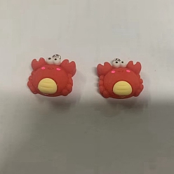 Красный Непрозрачные подвески смолы, крабовое очарование, с платиновыми тоновыми железными петлями, красные, 21x21x8 мм, отверстие : 2x2.7 мм