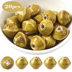 Светло-хаки 20шт. фарфоровые бусины ручной работы, для украшения браслета/ожерелья, Диетические аксессуары, форма волчка, светлый хаки, 15.5x14 мм, отверстие : 3 мм