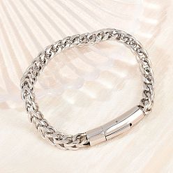 Нержавеющая Сталь Цвет 304 браслеты-цепочки из нержавеющей стали для женщин и мужчин, цвет нержавеющей стали, 8.39 дюйм (21.3 см)