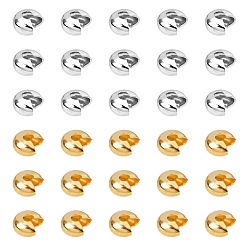 (52) Непрозрачная лаванда Латуни обжимной шарики охватывает, круглые, разноцветные, 6 мм, отверстие : 1 мм, 200 шт / коробка