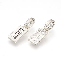 Antique Silver Tibetan Style Alloy Glue-on Flat Pad Bails, Rectangle, Cadmium Free & Lead Free, Antique Silver, 21x7x1mm, Hole: 4mm, about 1290pcs/1000g