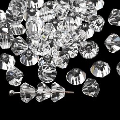 Прозрачный К 9 стекло, имитация Австрийские кристаллические шарики, класс AAA, граненые, алмаз, прозрачные, 6x4 мм, отверстие : 0.7~0.9 мм
