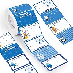 Озёрно--синий Рождественские тематические бумажные наклейки из мультфильмов, самоклеящиеся декоративные наклейки декали, Плут синий, 60x40 мм, 500шт / рулон