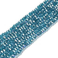 Светлый Морско-зеленый Прозрачные стеклянные бусины, 32 граней, с покрытием AB цвета, круглые, светло-зеленый, 3.5x3 мм, отверстие : 1 мм, около 163~166 шт / нитка, 50~51 см