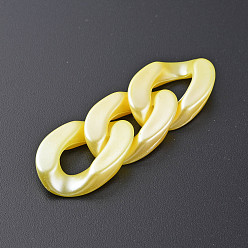 Желтый Непрозрачные акриловые соединительные кольца, разъемы для быстрой связи, для изготовления бордюрных цепей, жемчужные, твист, желтые, 29x20x6 мм, внутренний диаметр: 8x16 мм