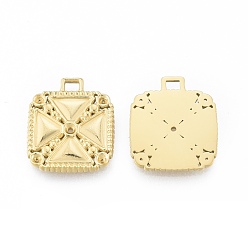 Real 14K Gold Plated Ion Plating(IP) 304 Stainless Steel Pendant Rhinestone Settings, Square, Real 14K Gold Plated, Fit for 1.6mm & 1.8mm Rhinestone, 18x15.5x1.5mm, Hole: 1.6mm