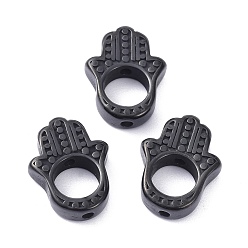 Черный 304 рамы из нержавеющей стали, Хамса рука / рука Мириам, ионное покрытие (ip), чёрные, 15x11.5x4 мм, отверстие : 1.2 мм