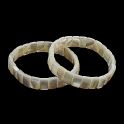 Белые Ракушки Браслеты из натуральных белых ракушек с прямоугольными бусинами, внутренний диаметр: 2-3/8 дюйм (6 см)