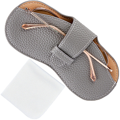 Шифер Серый 1чехол для очков из искусственной кожи, для очков, солнцезащитные очки протектор, с 1квадратной салфеткой для чистки очков из замшевого волокна, шифер серый, сгиб: 87x175x8 мм, развернуть: 163x175x8 мм