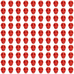 Оранжево-Красный Наборы для самостоятельного изготовления эластичных браслетов на тему Хэллоуина, в том числе синтетические бирюзовые бусины с черепом, сильная эластичная нить, оранжево-красный, 10x8x10 мм, отверстие : 1 мм, 100 шт / коробка