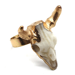 Белый Регулируемые манжеты из латуни и смолы, бык голова, платина, белые, внутренний диаметр: 20 мм