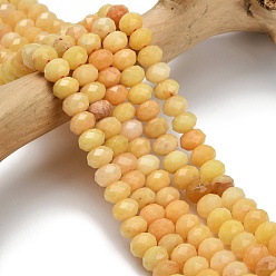 Золотистый Бусины из натурального белого нефрита, граненые, рондель, окрашенные, золотые, 8x5.5 мм, отверстие : 1.2 мм, около 69 шт / нитка, 15.16'' (38.5 см)