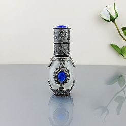 Античное Серебро Овальные пустые стеклянные бутылки-распылители, для эфирных масел для ароматерапии лабораторный химический, многоразовая бутылка, античное серебро, 3.7x3.4x9 см, емкость: 12 мл (0.41 жидких унций)