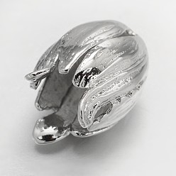 Платина Экологичное вакуумное покрытие PVD и долговечные латунные колпачки с покрытием, 3-лепестков цветка, без кадмия, без никеля и без свинца, платина, 22x16 мм, отверстие : 2 мм