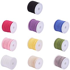 Color mezclado Cordón del ante de imitación, encaje de imitación de gamuza, color mezclado, 4x1.5 mm, sobre 5 m / rollo, 1 rollo / color, 10 rollos / set