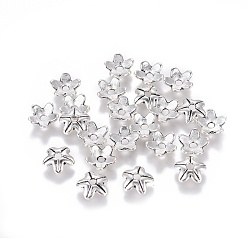 Античное Серебро Тибетском стиле сплав шарик крышки, античное серебро, без свинца и без кадмия, 9x9x3 мм, отверстие : 2 мм