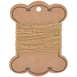 Golden 5M Brass Cable Chains, Soldered, with 1Pc Ribbon Spool, Golden, 2.5x2x1mm