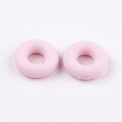 Pink Силиконовые бусины, изготовление браслетов diy, пончик, розовые, 6x2 мм, отверстие : 2 мм