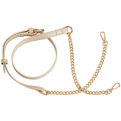 Old Lace 1Pc Imitation Leather Crossbody Purse Straps, with Alloy Curb Chains & Swivel Clasps, Light Gold, Old Lace, 1120~1270x15mm