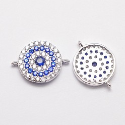 Platin Farbe Cz Messing Micro Pave Zirkonia Links, Cadmiumfrei und Nickel frei und Bleifrei, Flachrund, langlebig überzogen, Platin Farbe, 13x17x2 mm, Bohrung: 1 mm