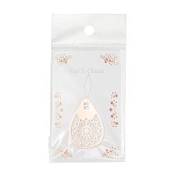 Розовое Золото Капля с цветком латунные швейные иглы, нитевдеватель, направляющий инструмент, розовое золото , 57x27 мм