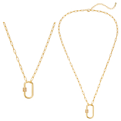 Настоящее золото 18K 2 шт. латунные прямоугольные застежки-скрепки в форме подвески, цепочки для женщин, реальный 18 k позолоченный, 17.52 дюйм (44.5 см)