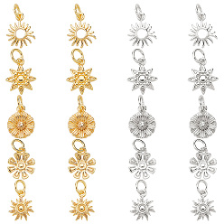 Real Gold Plated & Real Platinum Plated 20шт 10 стиль латунные подвески, с целью перехода в кольце, без кадмия и без свинца, солнце и цветок и подсолнух, настоящее золото и платина, 10.5~12x8~9x2 мм, отверстие : 3 мм, 2 шт / стиль