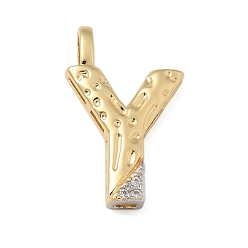 Letter Y Латунные микро проложить кубического циркония подвески, без кадмия, без никеля и без свинца, письмо амулеты, реальный 18 k позолоченный, Письмо Y, 26.5x16.5x4 мм, отверстие : 5x2.5 мм