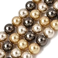 (52) Непрозрачная лаванда Выпечка окрашены перламутровый стекла жемчужные нити круглый шарик, разноцветные, 10 мм, отверстие : 0.7 мм, около 39 шт / нитка, 15.20'' (38.6 см)