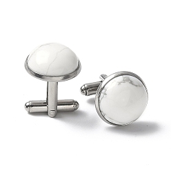 Говлит 304 пуговицы на манжетах из нержавеющей стали., с Howlite, для аксессуаров одежды, полукруглый, 30~31x17.5 мм