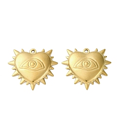 Сердце 304 подвески из нержавеющей стали, ионное покрытие (ip), реальный 18 k позолоченный, Сердце с глаз, 25.5x29x3.5 мм, отверстие : 1.6 мм