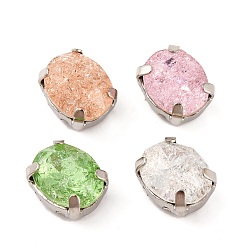 Платина Шить на горный хрусталь, многожильные звенья из стекла, хрусталя и стразов, с настройками латуни, аксессуары для одежды, граненые, овальные, платина, 10x8x5.5 мм, отверстие : 0.9 мм