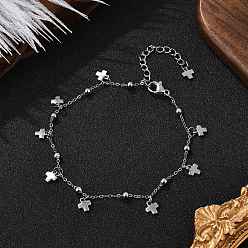 Нержавеющая Сталь Цвет 304 из нержавеющей стали крест шарм браслеты, браслеты, с 304 из нержавеющей стали Lobster Claw застежками, цвет нержавеющей стали, 7-3/8 дюйм (18.6 см)