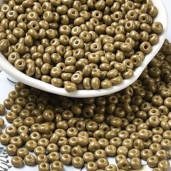 Цвет Оливы Выпечка краска стеклянные бусины, пончик, оливковый, 4x2.5 мм, отверстие : 1 мм, Около 6205 шт / фунт