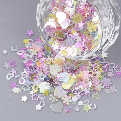 Mixed Color Ornament Accessories, PVC Plastic Paillette/Sequins Beads, Mixed Shapes, Mixed Color, 2~6x1.5~6x0.4mm
