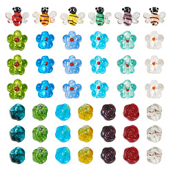 (52) Непрозрачная лаванда 45 шт. 19 цветов наборы бусин лэмпворк ручной работы, разнообразные, разноцветные, 10.5~16.5x12~19x7~9 мм, отверстие : 0.9~1.6 мм