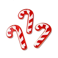 Candy Cane Рождественские подвески из смолы, непрозрачные подвески для украшения рождественской вечеринки, шоколадная конфета, 46.5x26.5x2 мм, отверстие : 1 мм